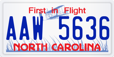 NC license plate AAW5636