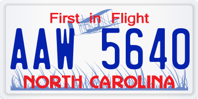 NC license plate AAW5640