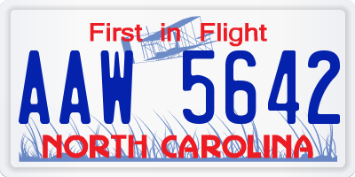 NC license plate AAW5642