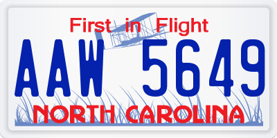NC license plate AAW5649