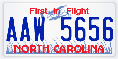 NC license plate AAW5656