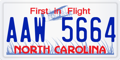 NC license plate AAW5664