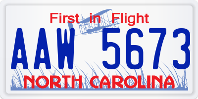NC license plate AAW5673