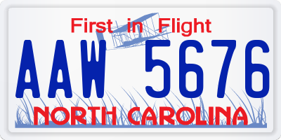 NC license plate AAW5676