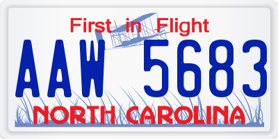 NC license plate AAW5683