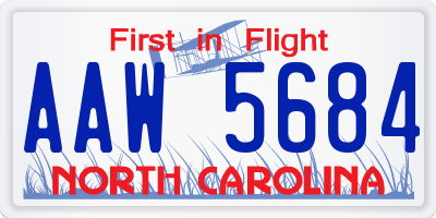 NC license plate AAW5684