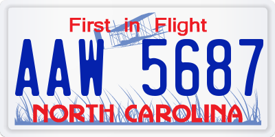 NC license plate AAW5687
