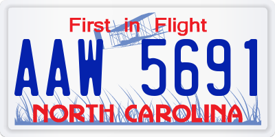 NC license plate AAW5691