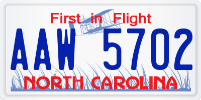 NC license plate AAW5702