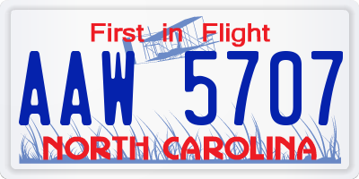 NC license plate AAW5707