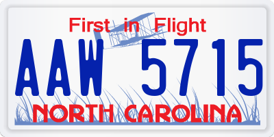 NC license plate AAW5715