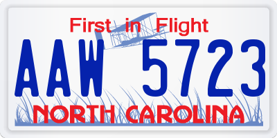 NC license plate AAW5723
