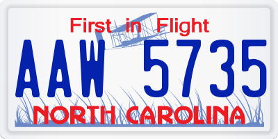 NC license plate AAW5735