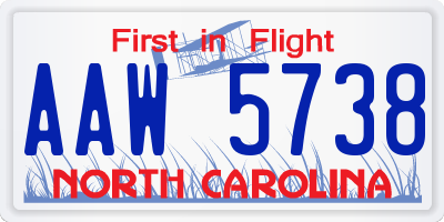 NC license plate AAW5738