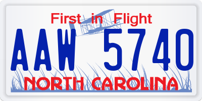 NC license plate AAW5740