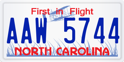 NC license plate AAW5744