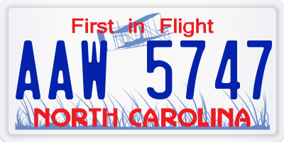 NC license plate AAW5747