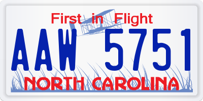 NC license plate AAW5751