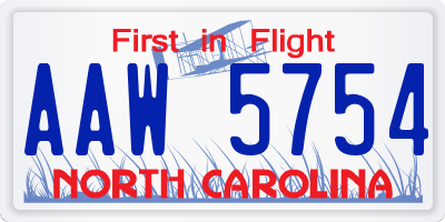 NC license plate AAW5754