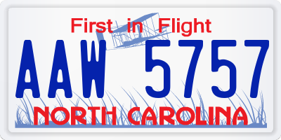 NC license plate AAW5757