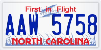 NC license plate AAW5758