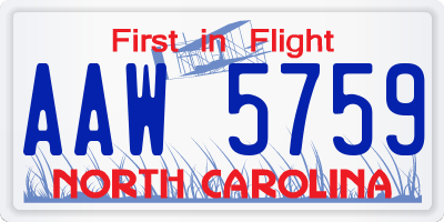 NC license plate AAW5759