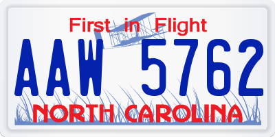 NC license plate AAW5762