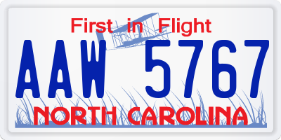 NC license plate AAW5767