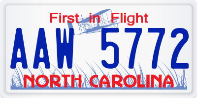 NC license plate AAW5772