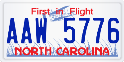 NC license plate AAW5776