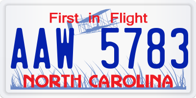 NC license plate AAW5783