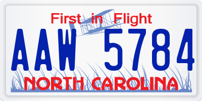 NC license plate AAW5784