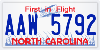 NC license plate AAW5792