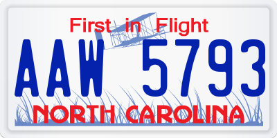 NC license plate AAW5793