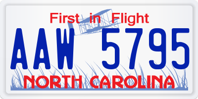 NC license plate AAW5795