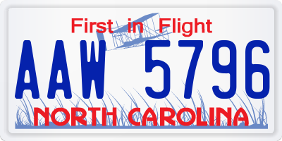 NC license plate AAW5796