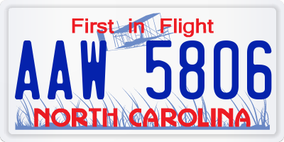 NC license plate AAW5806