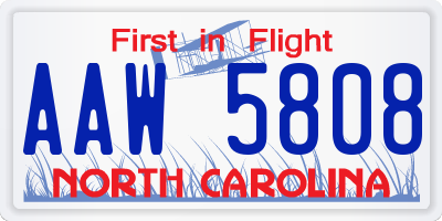 NC license plate AAW5808