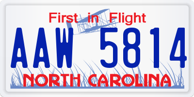 NC license plate AAW5814