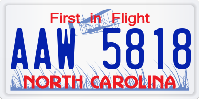 NC license plate AAW5818