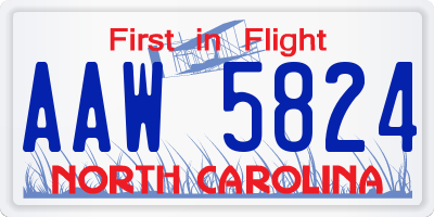NC license plate AAW5824