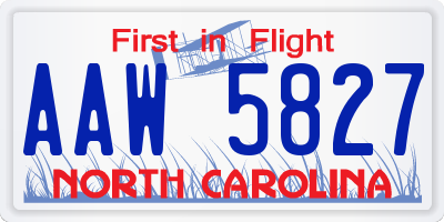 NC license plate AAW5827