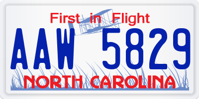 NC license plate AAW5829