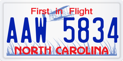 NC license plate AAW5834