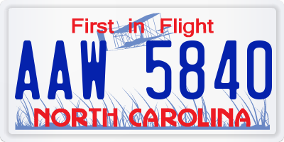 NC license plate AAW5840