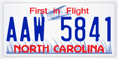 NC license plate AAW5841