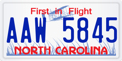 NC license plate AAW5845