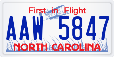 NC license plate AAW5847