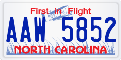 NC license plate AAW5852
