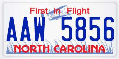 NC license plate AAW5856